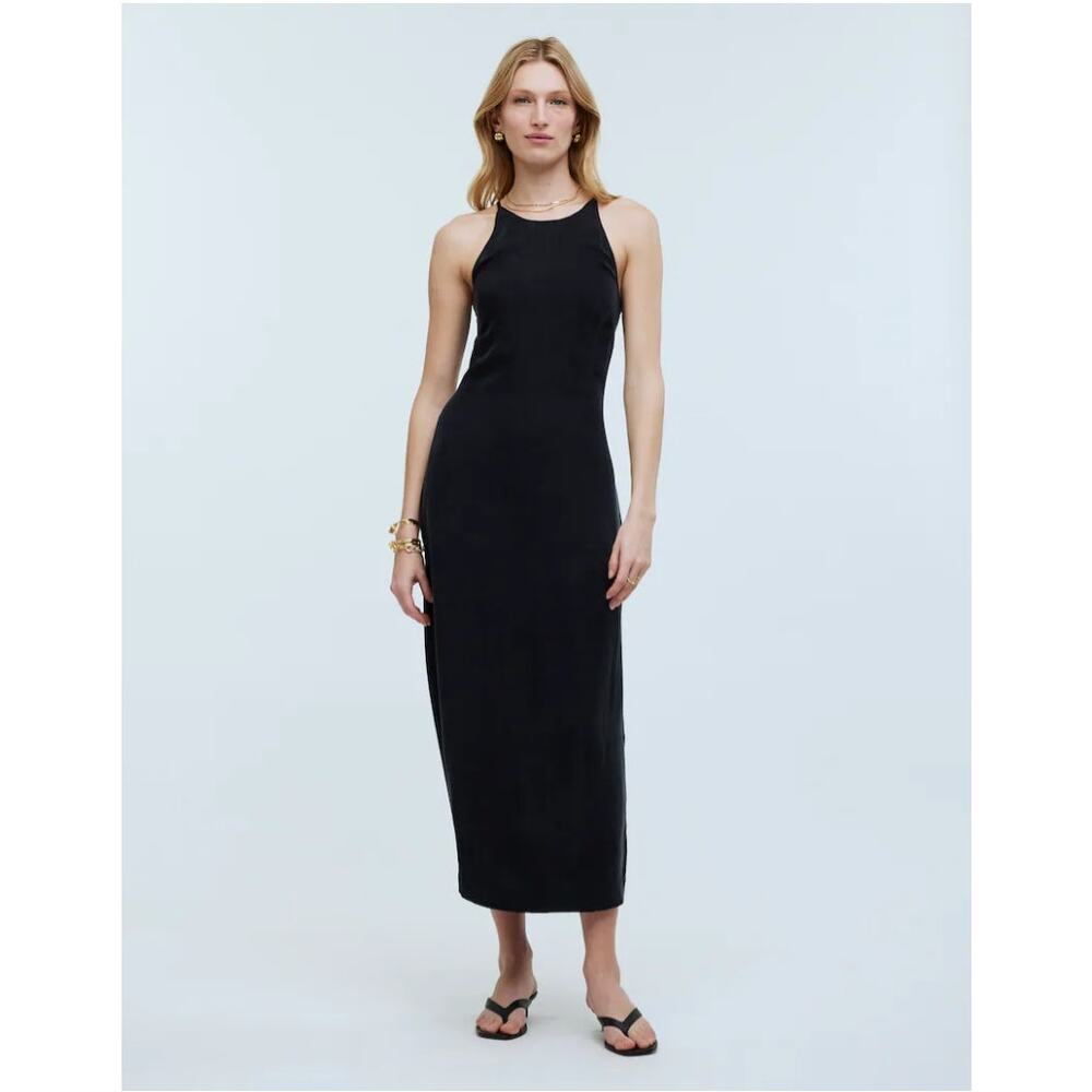 Madewell Dress Women 12 Black Crisscross Midi Slip 90s Minimalist Classic Summer